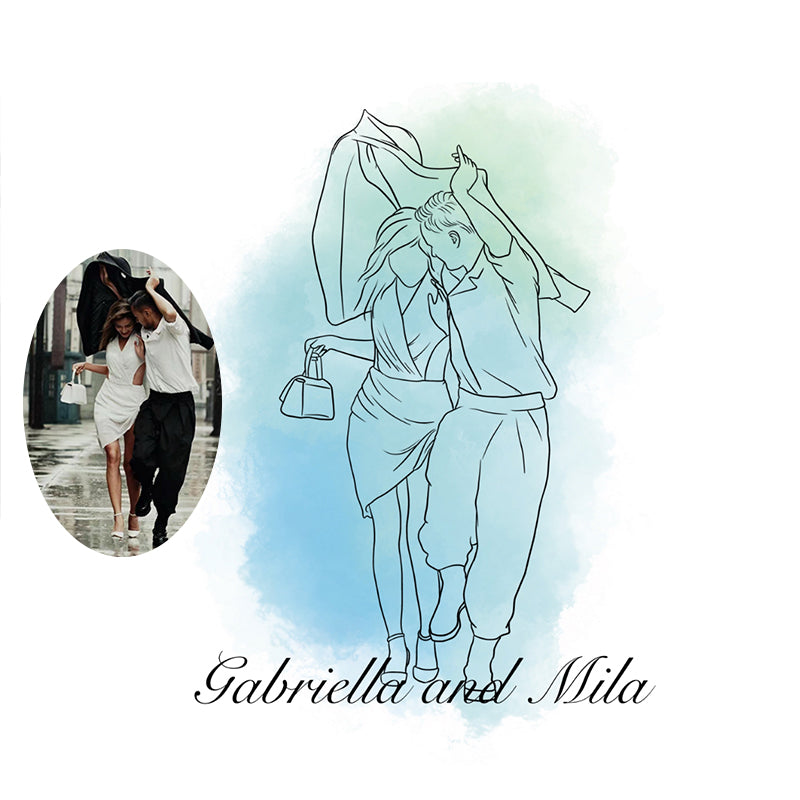 Personalised Line Art Photo Glass Tumbler