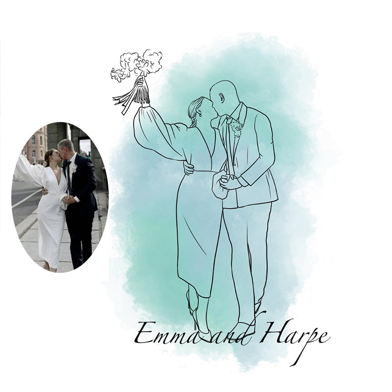 Personalised Line Art Photo Glass Tumbler