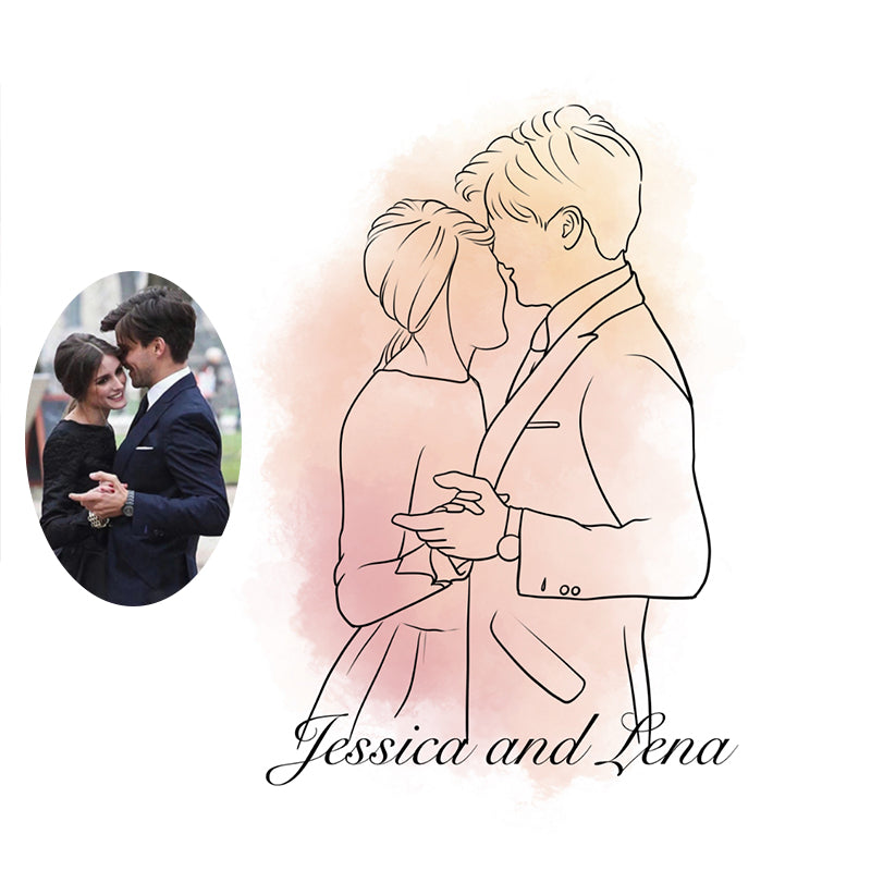 Personalised Line Art Photo Glass Tumbler