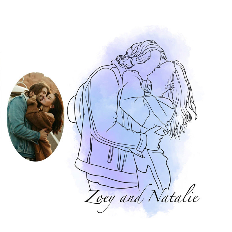 Personalised Line Art Photo Glass Tumbler