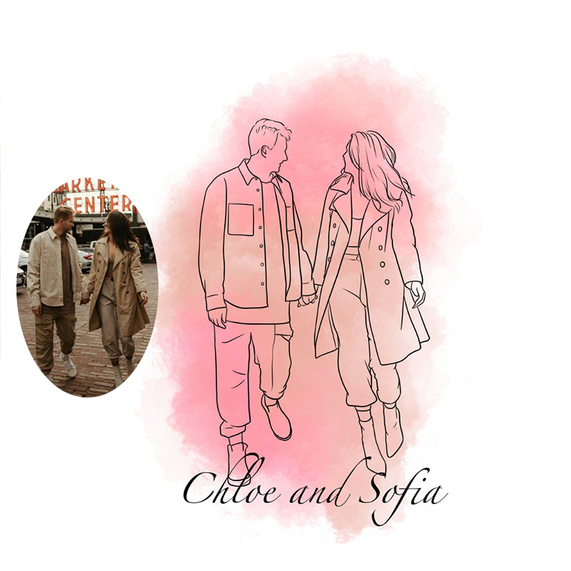 Personalised Line Art Photo Glass Tumbler