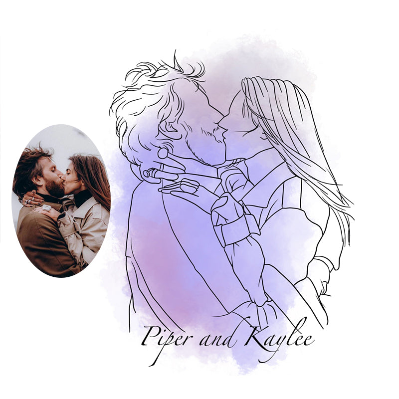 Personalised Line Art Photo Glass Tumbler