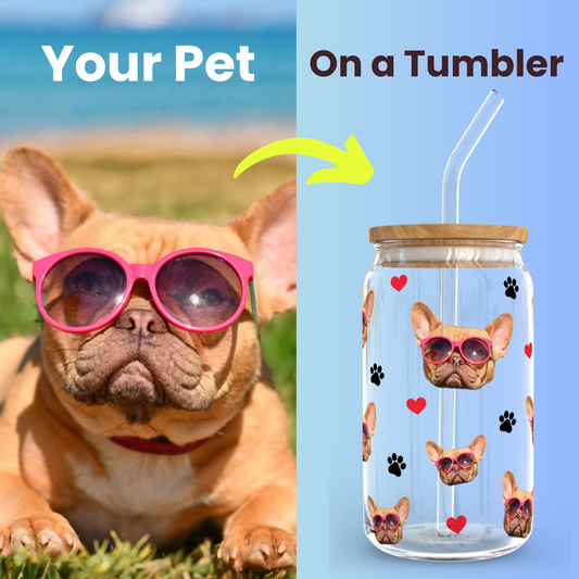 Your Pet’s Face on a Glass Tumbler