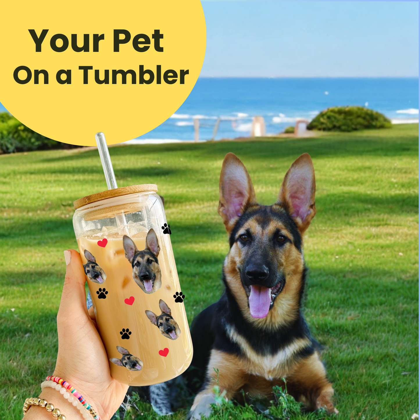Your Pet’s Face on a Glass Tumbler