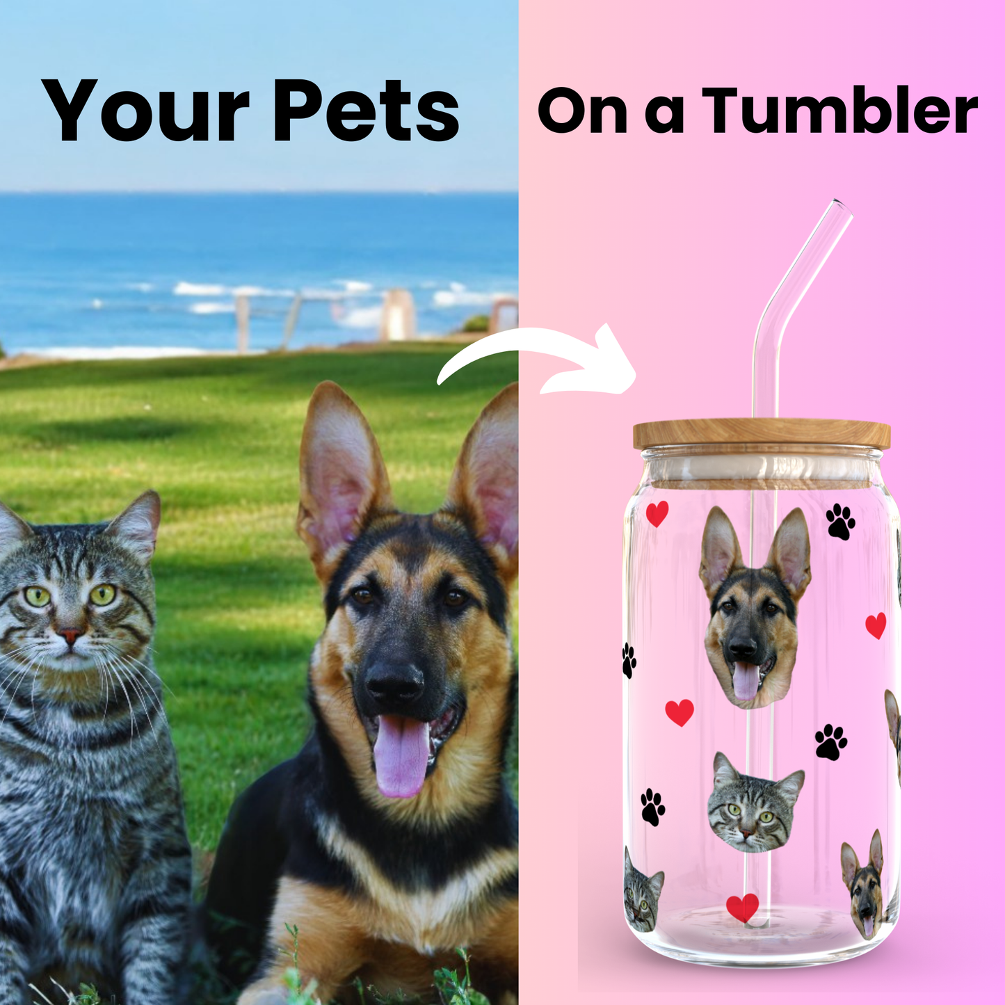Your Pet’s Face on a Glass Tumbler