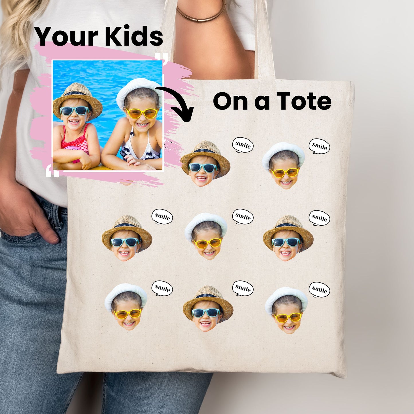 Personalised Kids face Tote