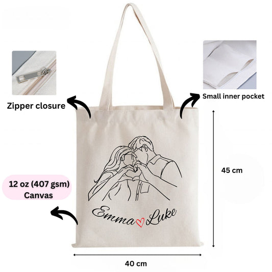 Personalised Line Art Photo Tote Bag