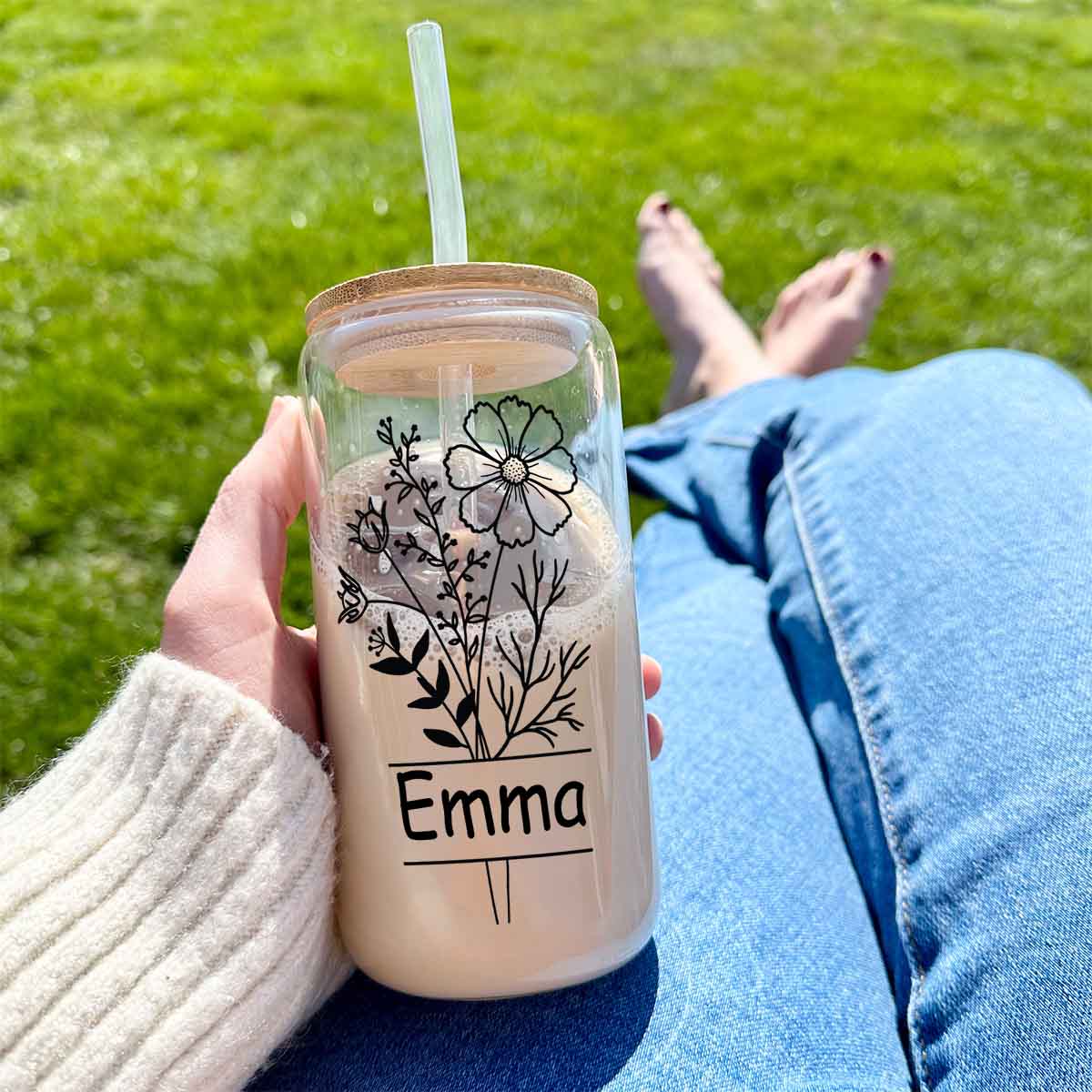 Personalised Gift – Birth Flower Tumbler (Classic Art)