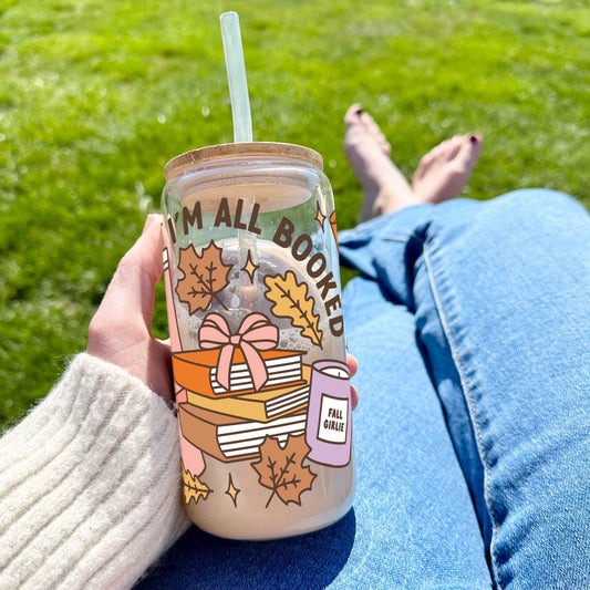 16oz Glass Tumbler - I'm All Booked
