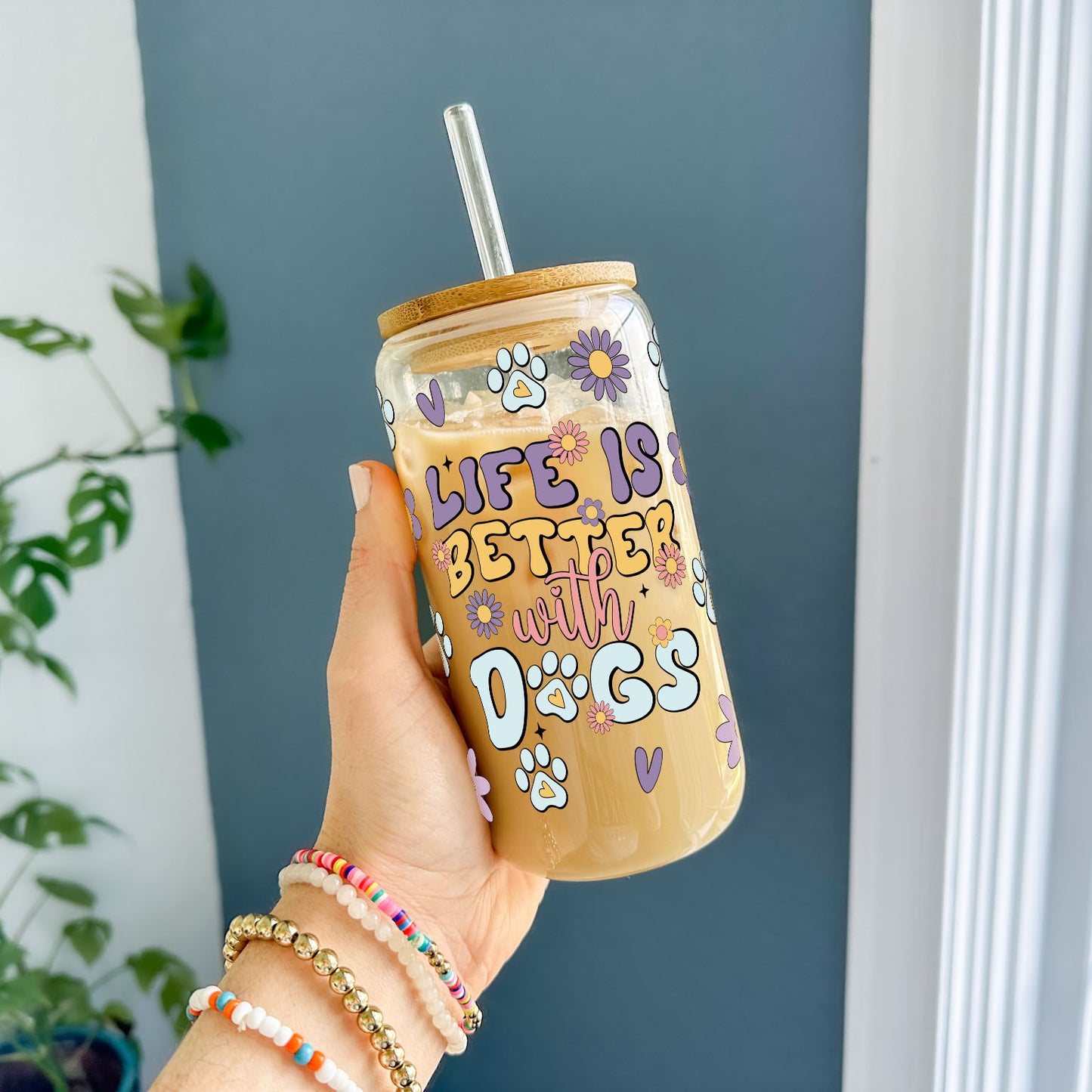 16oz Glass Tumbler - Life is Better with Dogs