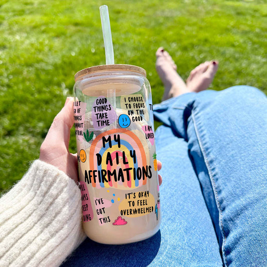 16oz Glass Tumbler - My Daily Affirmations