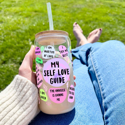 16oz Glass Tumbler - My Self Love Guide