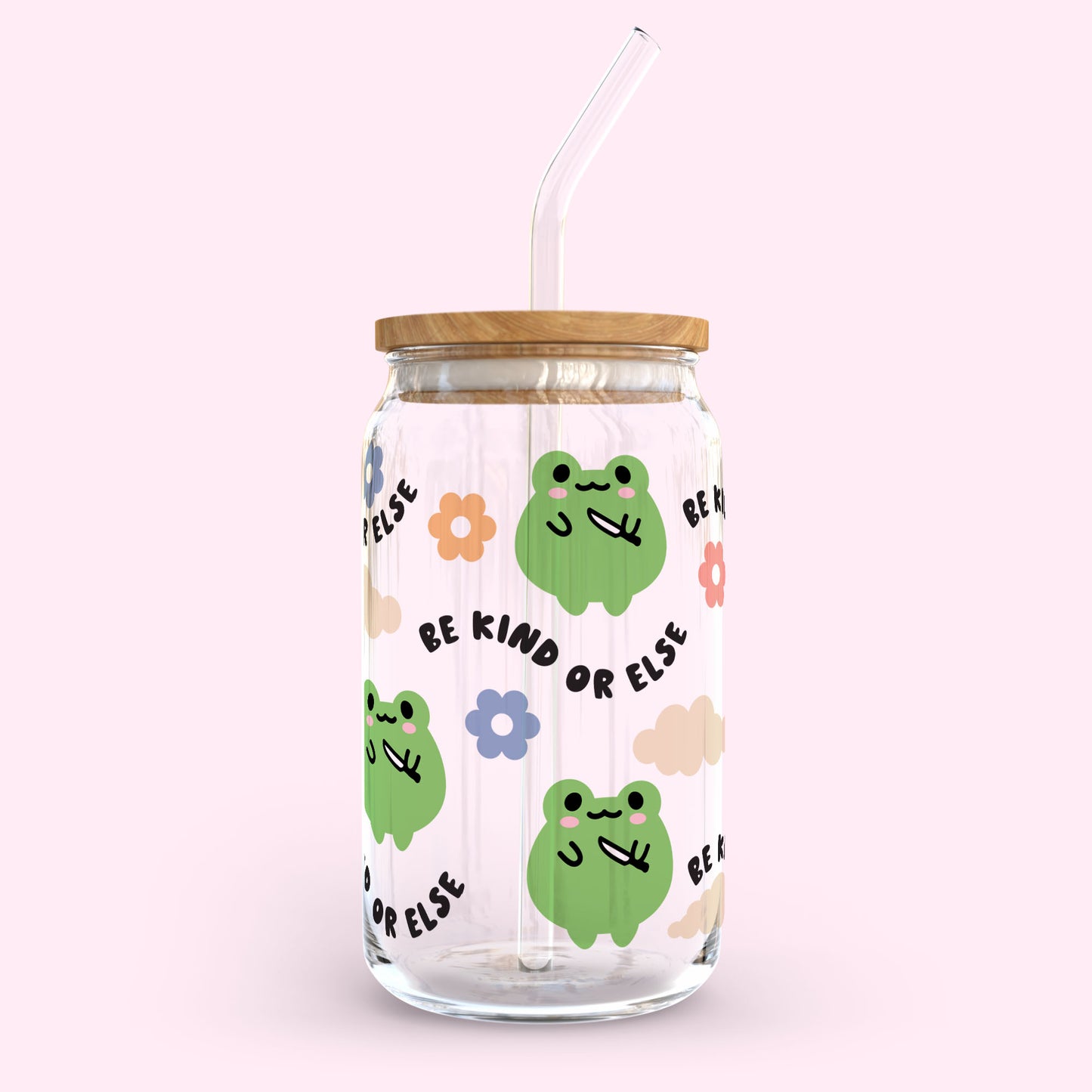 16oz Glass Tumbler - Sassy Frog: Be Kind or Else