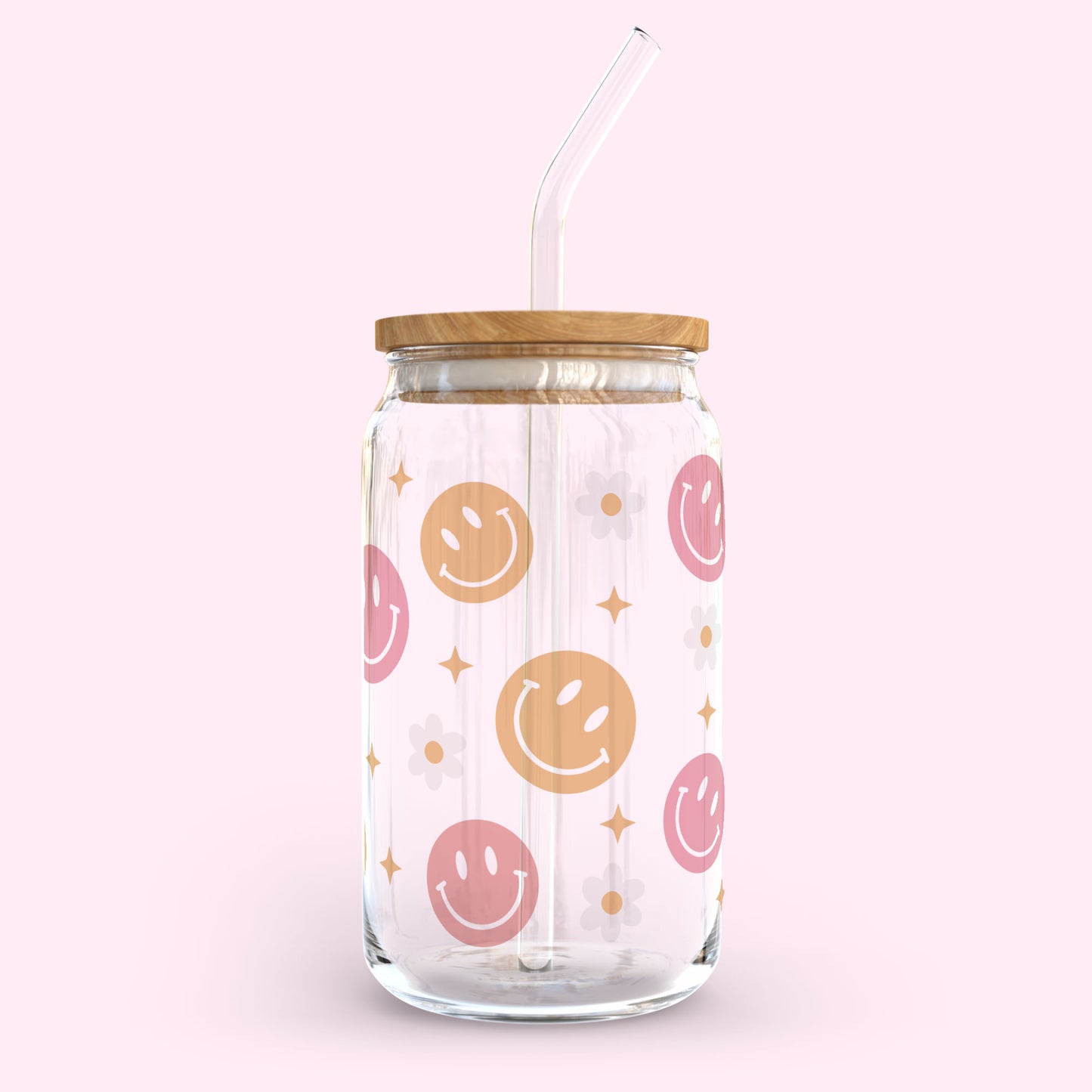 16oz Glass Tumbler - Happy Smile