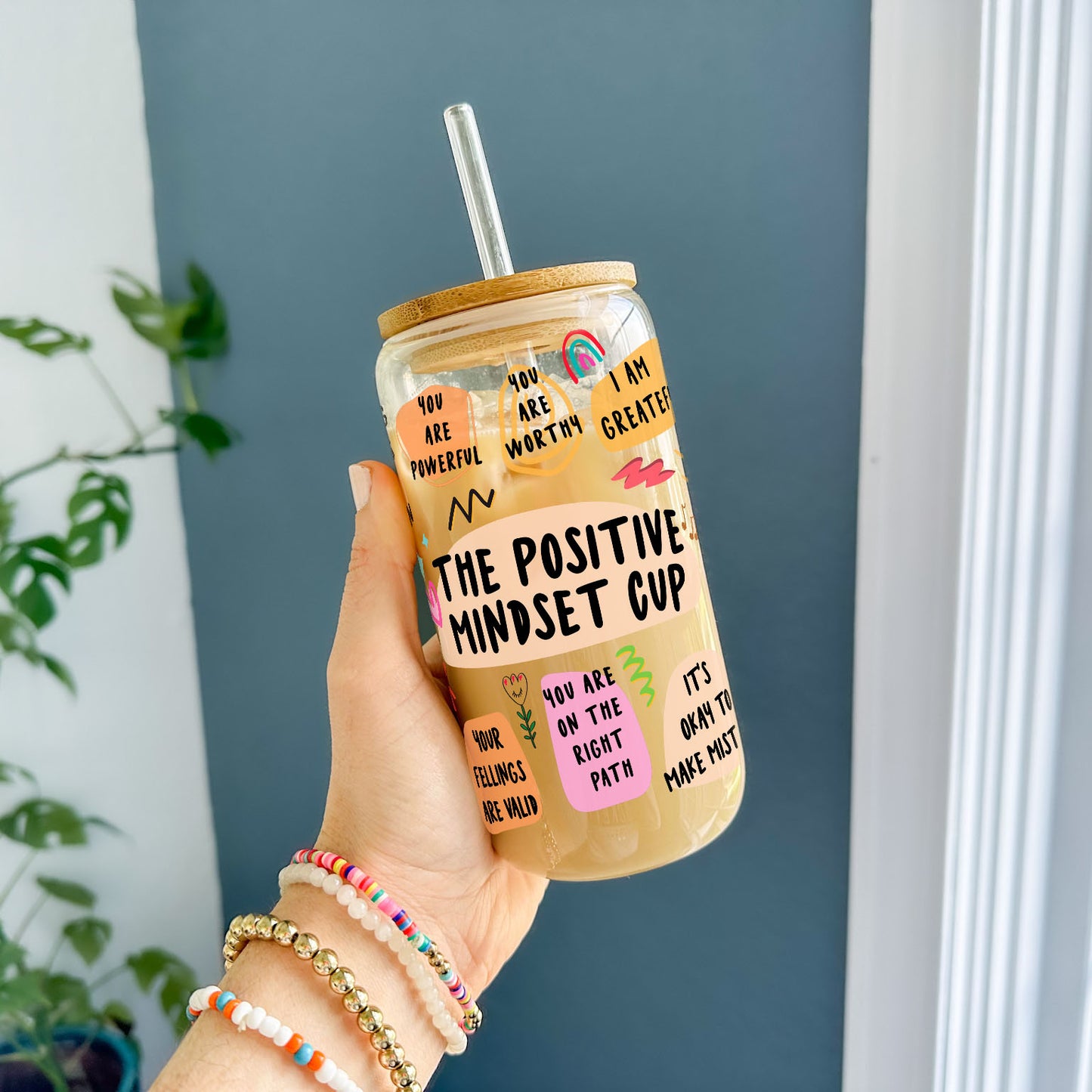 16oz Glass Tumbler - The Positive Mindset Cup