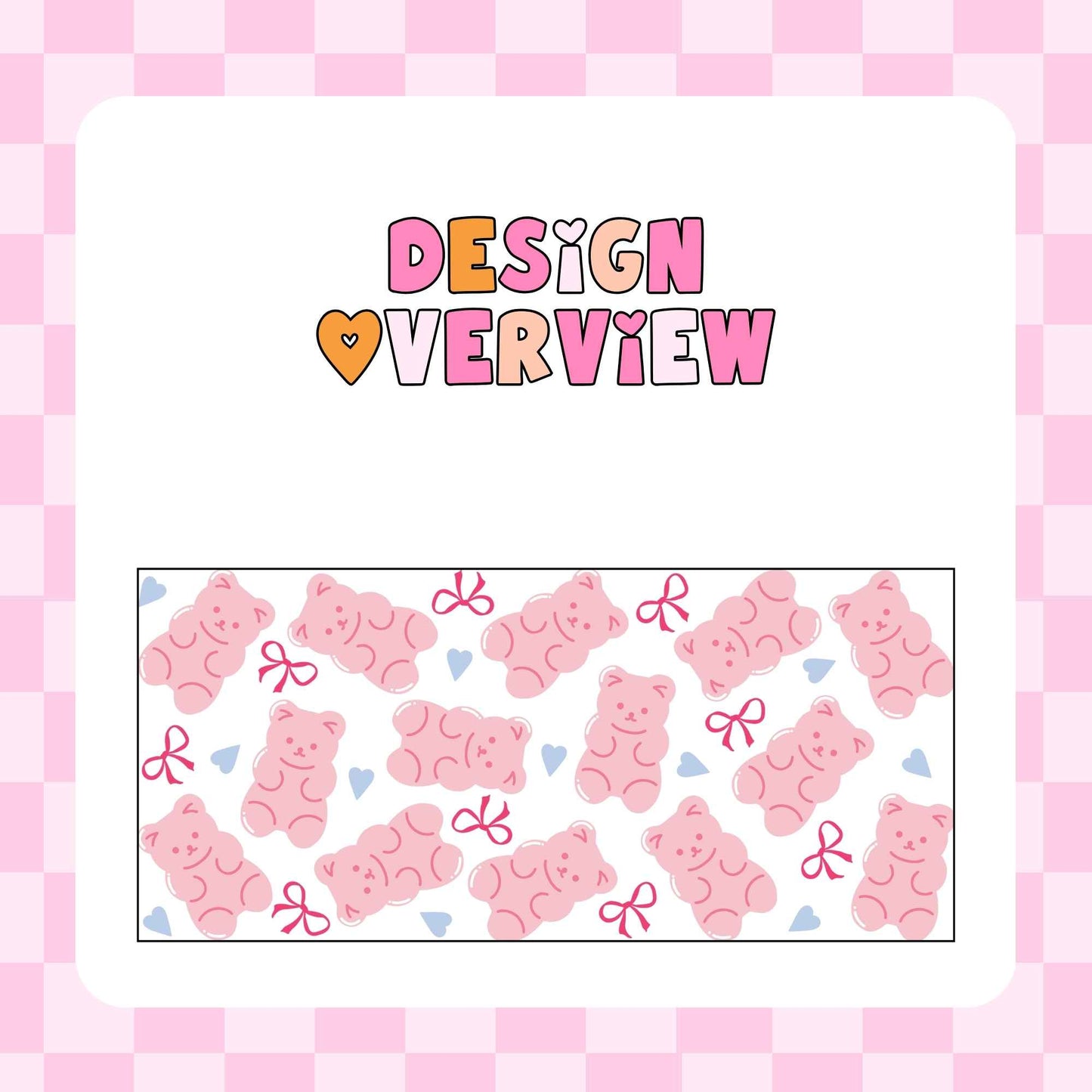 16oz Glass Tumbler - Pink Jelly Bear