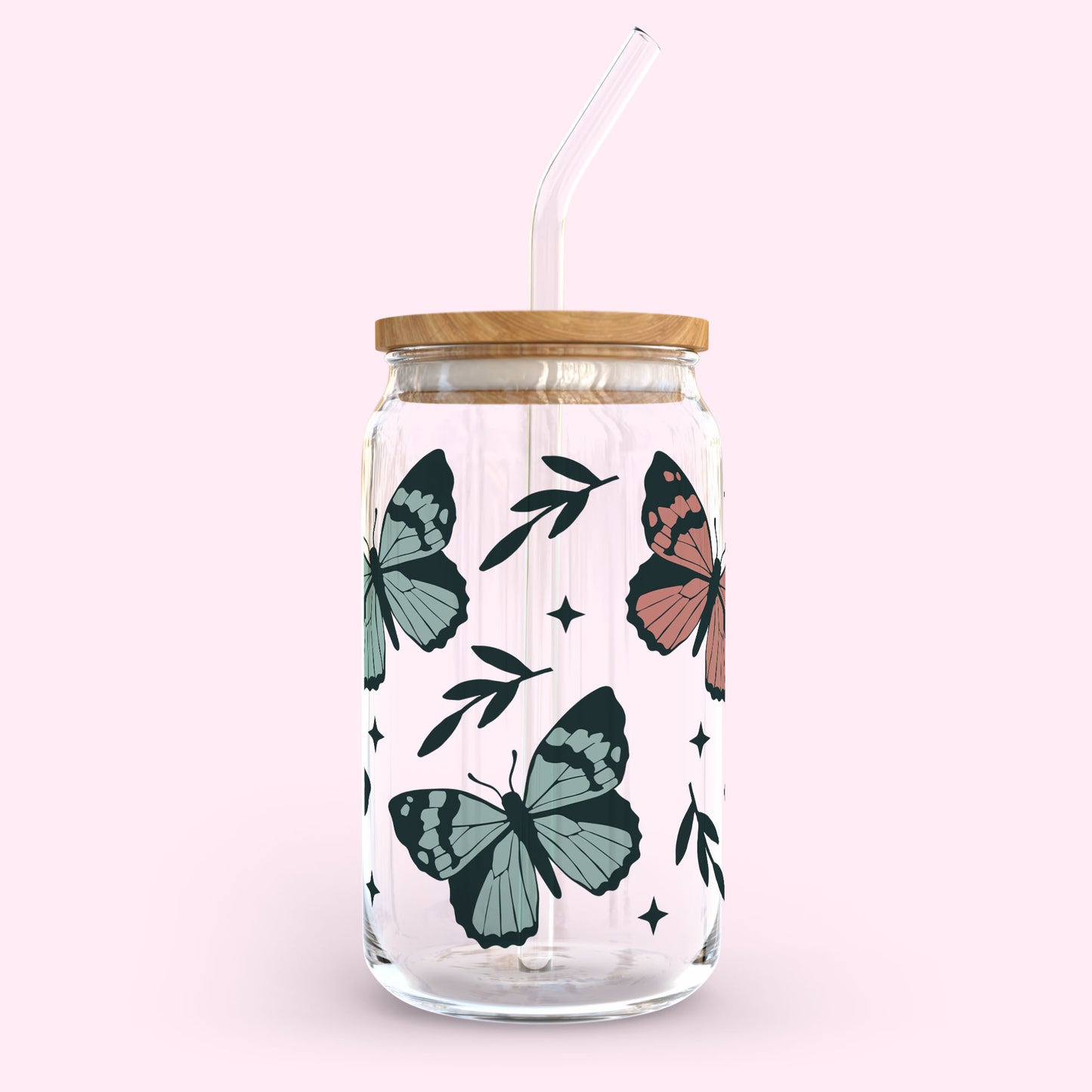 16oz Glass Tumbler - Butterfly