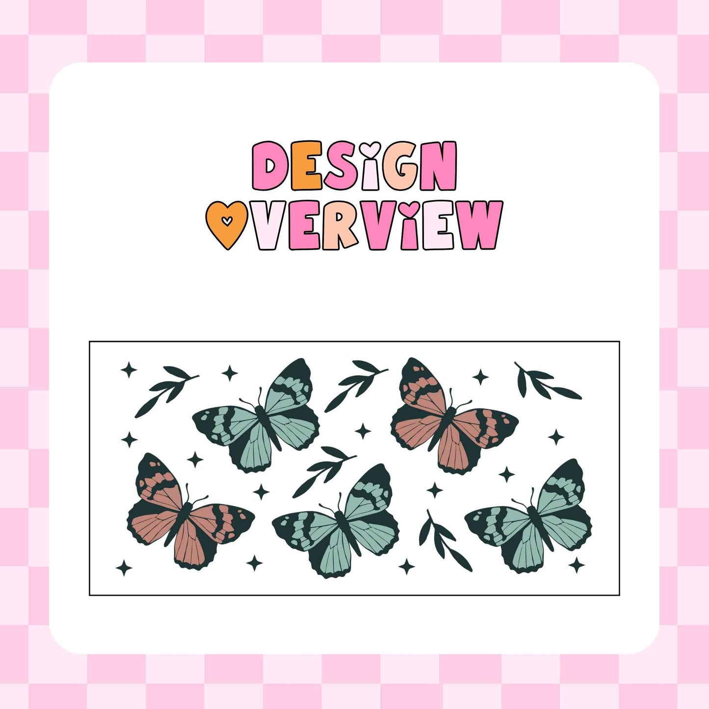 16oz Glass Tumbler - Butterfly