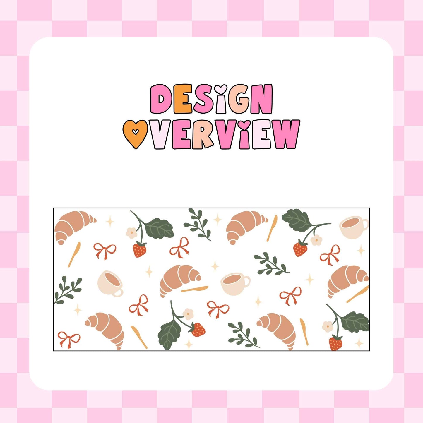 16oz Glass Tumbler - Croissant & Coffee