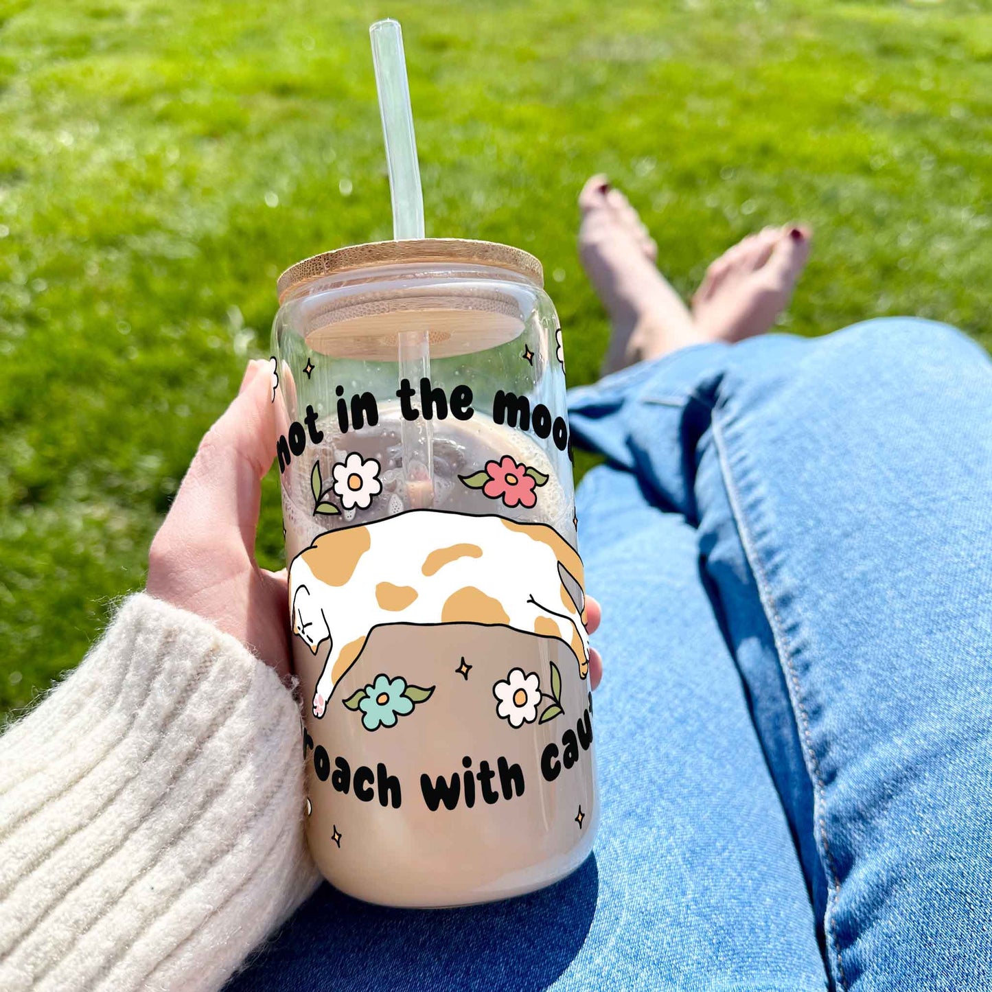 16oz Glass Tumbler - I'm not in the mood, approach with caution