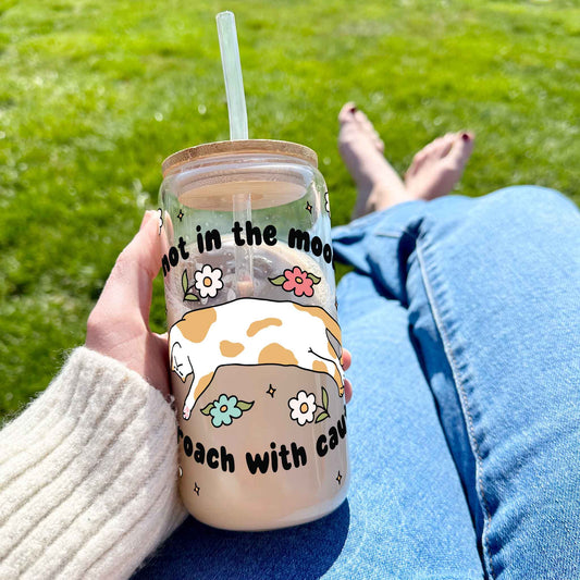 16oz Glass Tumbler - I'm not in the mood, approach with caution