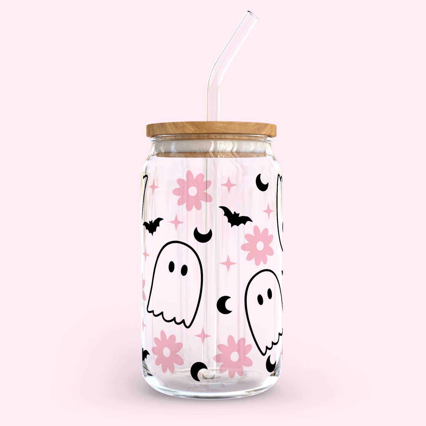 16oz Glass Tumbler - Cute Ghost