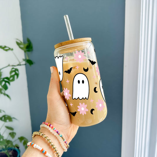 16oz Glass Tumbler - Cute Ghost