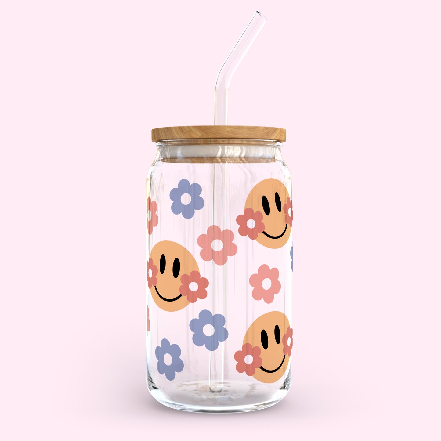 16oz Glass Tumbler - Happy Blossoms