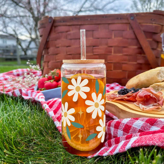 16oz Glass Tumbler - Pure Daisy
