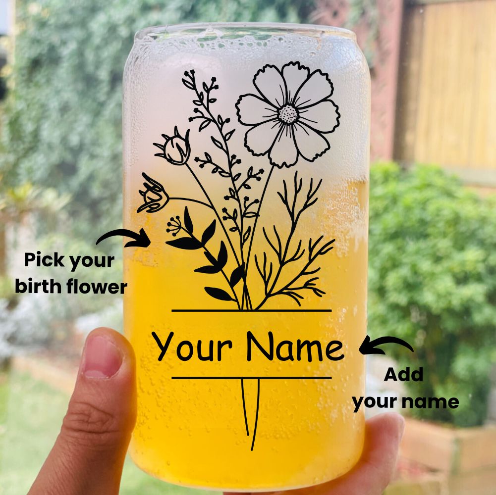 Personalised Gift – Birth Flower Tumbler (Classic Art)
