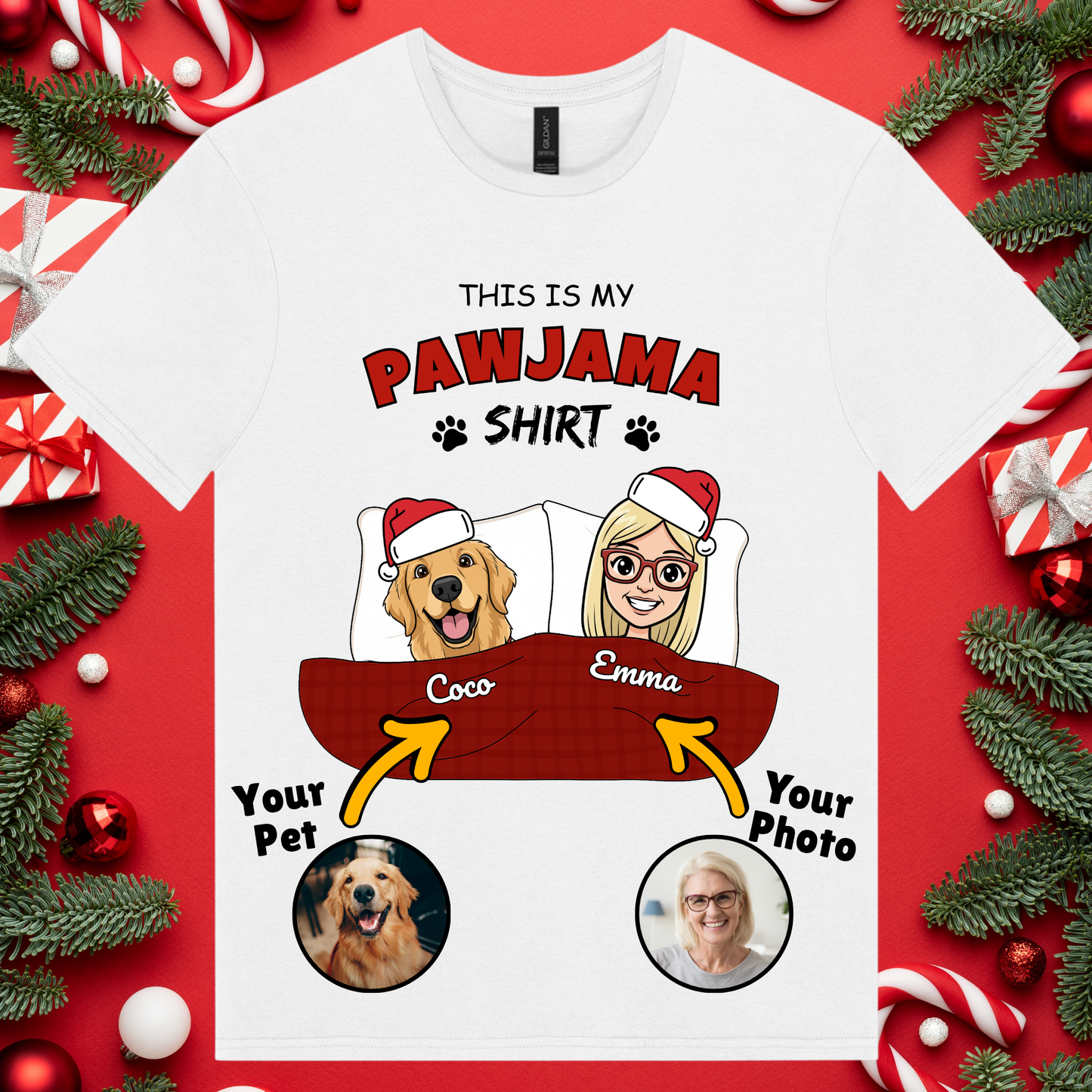 Custom Pawjama Tee - Unisex Tshirt (Christmas Edition)