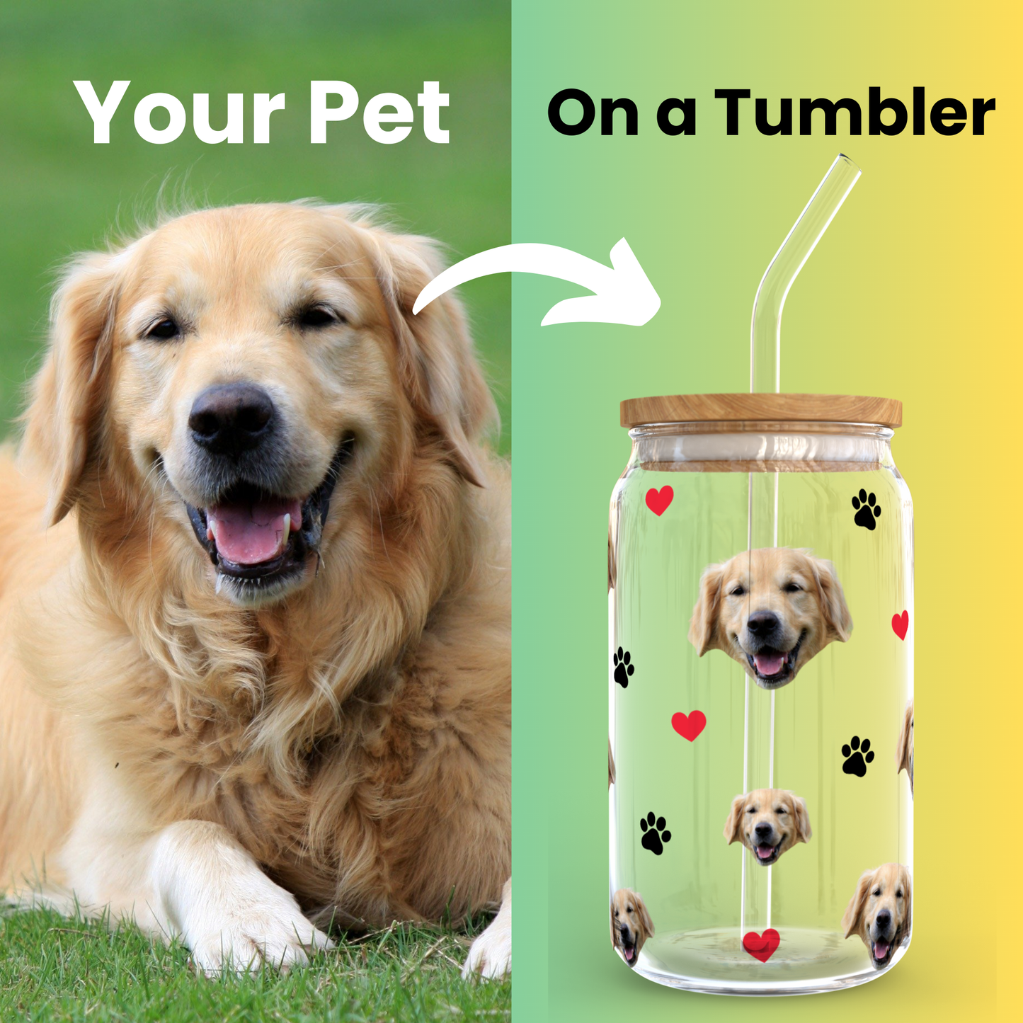 Your Pet’s Face on a Glass Tumbler