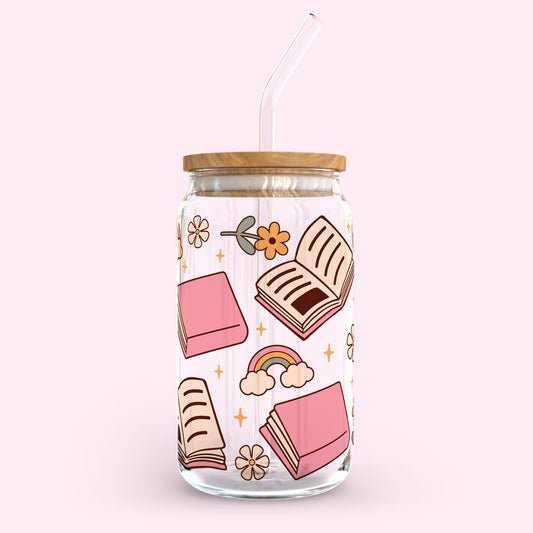16oz Glass Tumbler - Book Lover