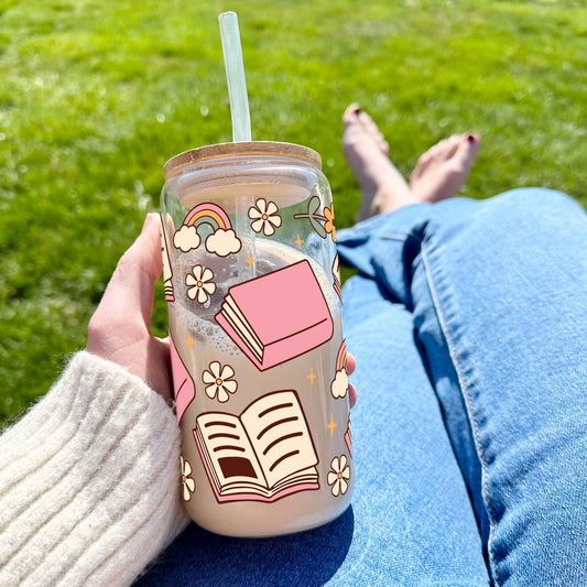 16oz Glass Tumbler - Book Lover