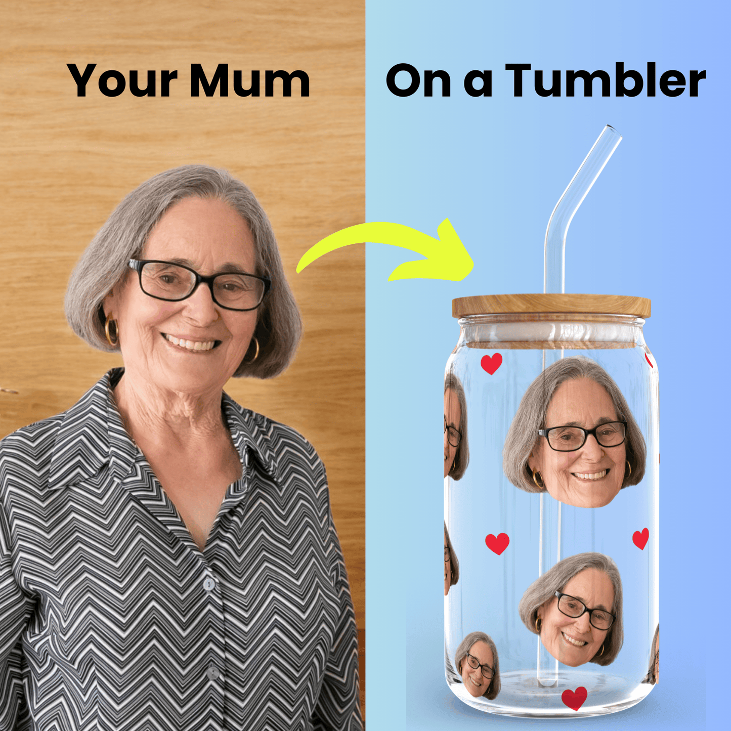 Your Face on a Glass Tumbler