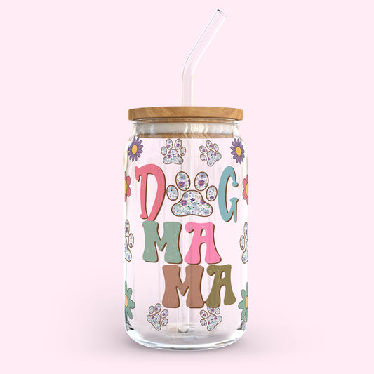 16oz Glass Tumbler - Dog Mama