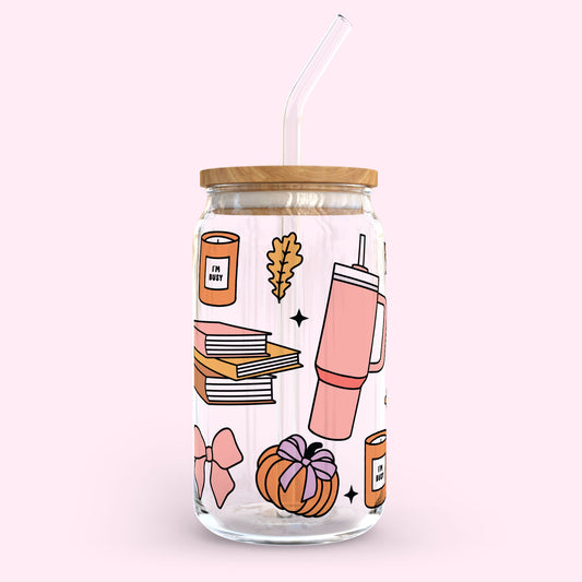 16oz Glass Tumbler - Autumn Vibes