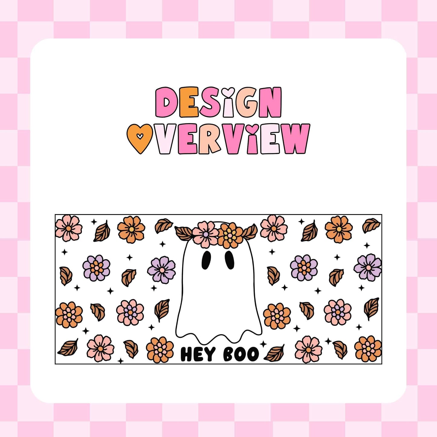 16oz Glass Tumbler - Hey Boo Cute Ghost
