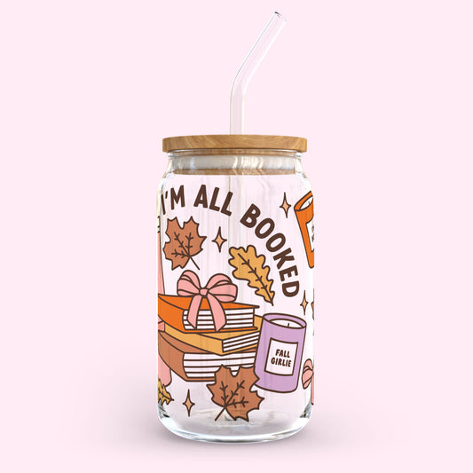16oz Glass Tumbler - I'm All Booked