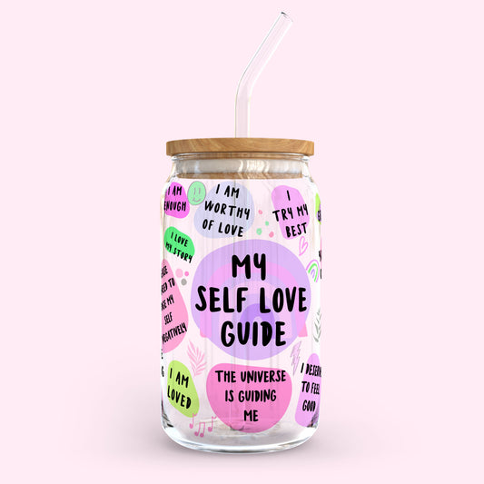 16oz Glass Tumbler - My Self Love Guide