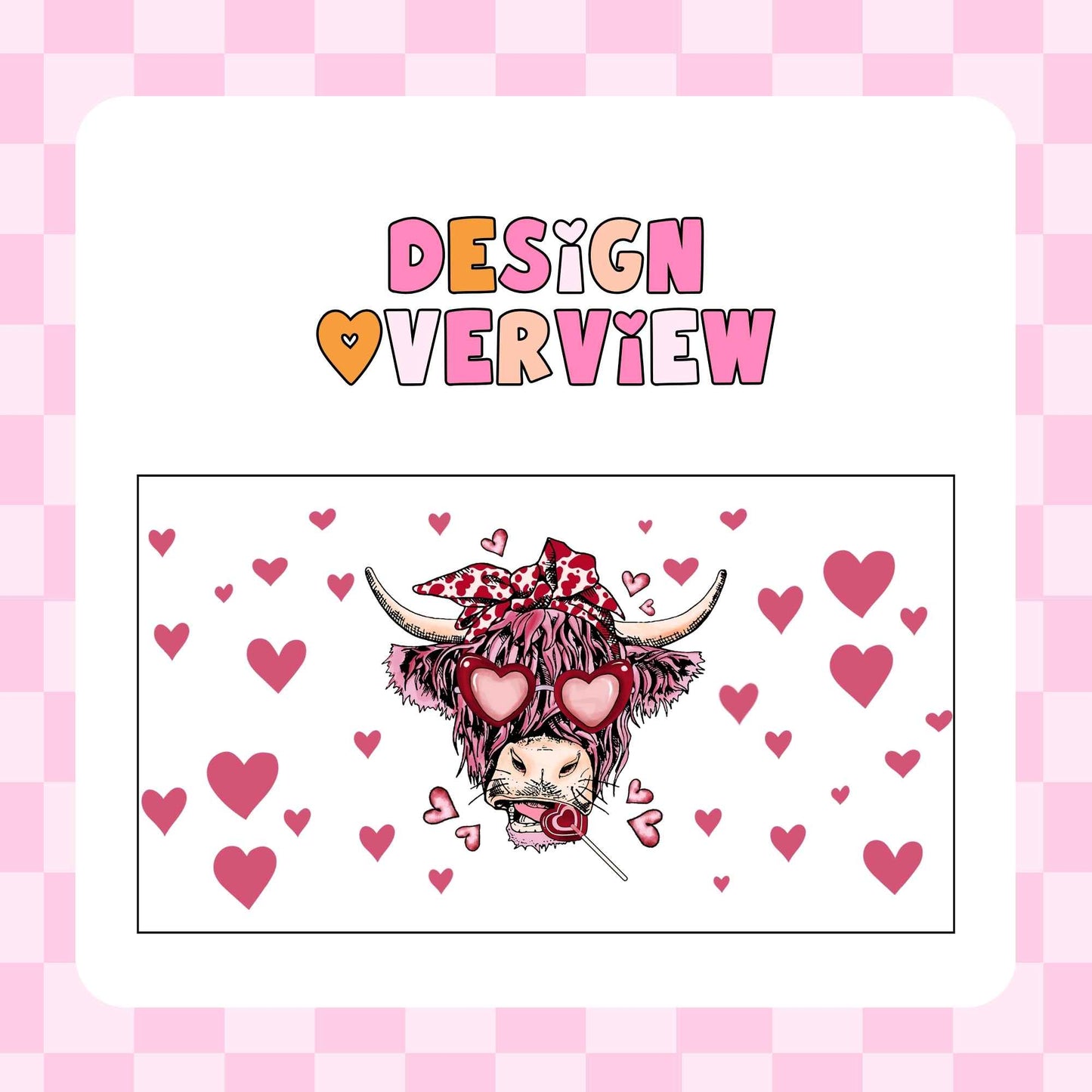 16oz Glass Tumbler - Pink Love Cow