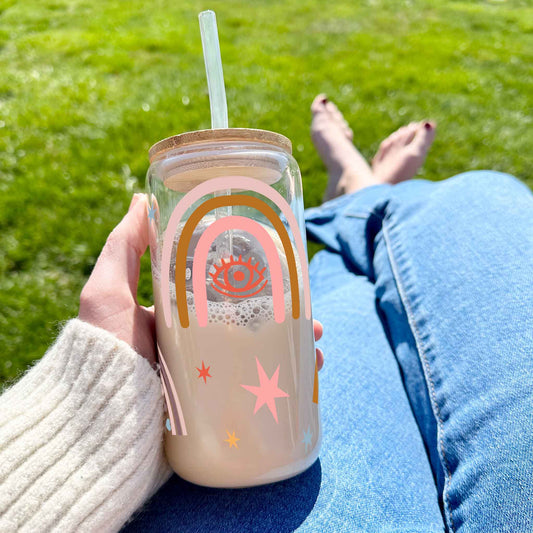 16oz Glass Tumbler - Rainbow