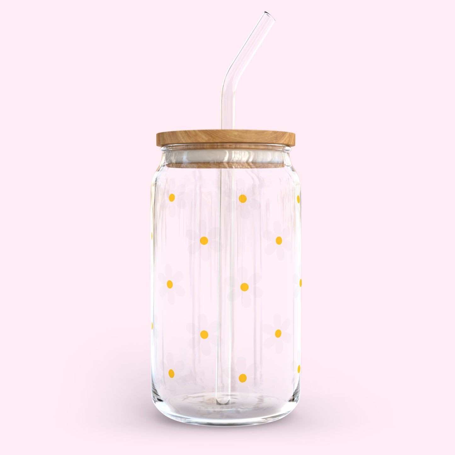 16oz Glass Tumbler - White Daisy