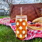 16oz Glass Tumbler - White Daisy
