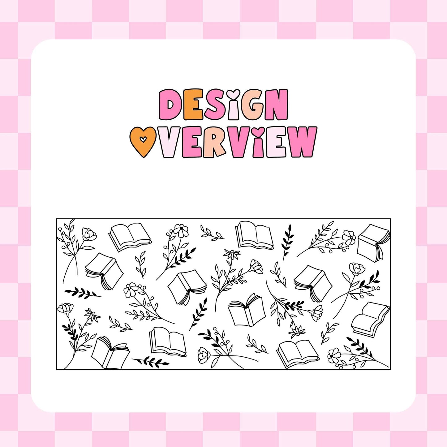 16oz Glass Tumbler - Books and Flowers