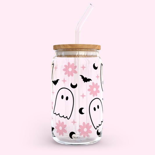 16oz Glass Tumbler - Cute Ghost