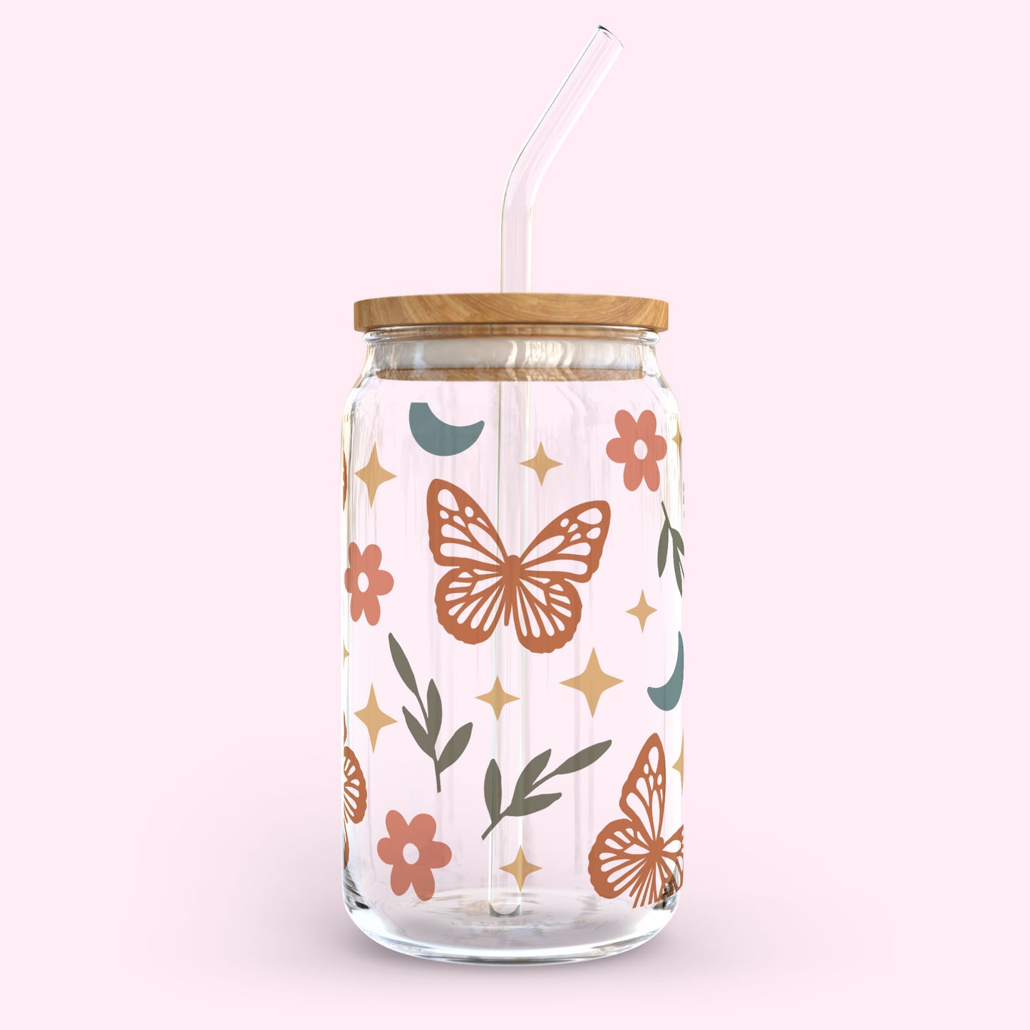16oz Glass Tumbler - Butterflies in the Garden